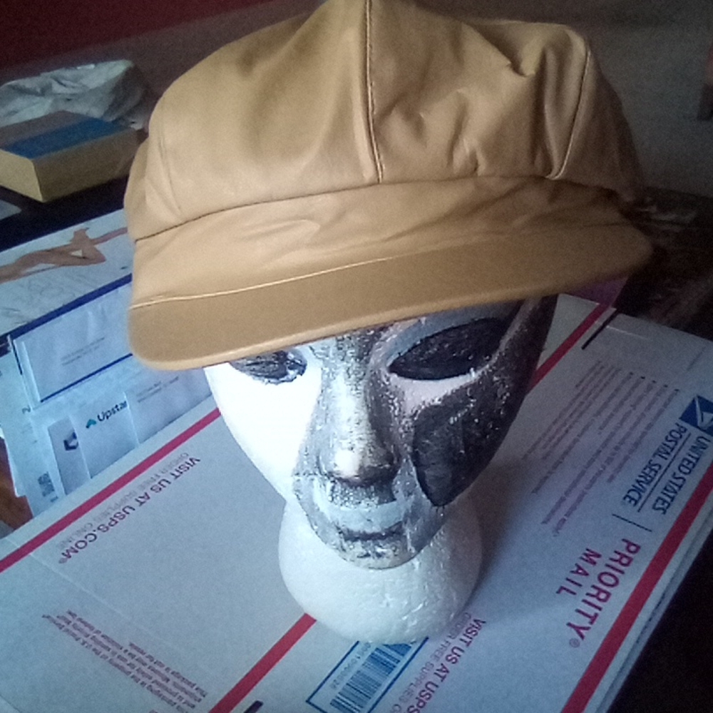 Pleather unisex caps $28  1 sz + Free scarf or hat